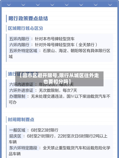 【回市区避开限号,限行从城区往外走也要扣分吗】-第2张图片